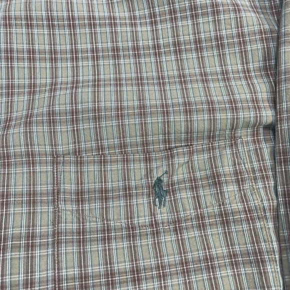 Ralph Lauren Shirt Mens XLT Brown Gingham Cotton Button Down Long Sleeve Plaid - Picture 3 of 8
